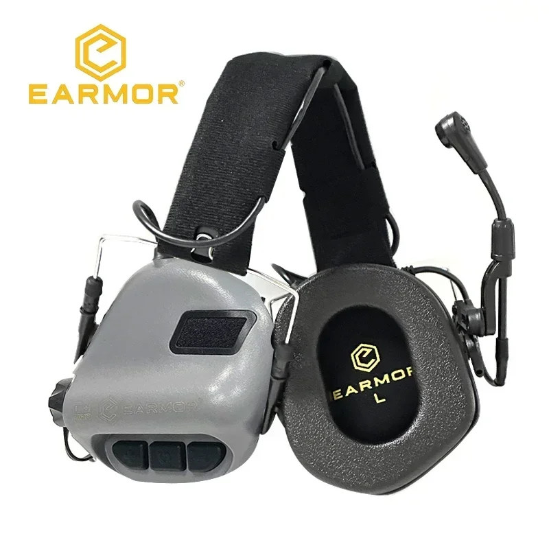 EARMOR M32 MOD4 Tactical Headset Anti Noise Headphones Communication Shooting Earmuff with EARMOR M51 PTT Adapter for Kenwood