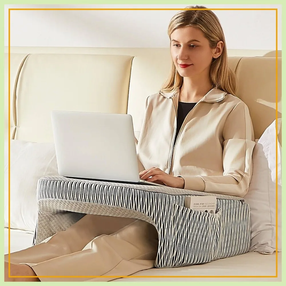 

Memory Foam Lap Desk Pillow for Reading, Working, Playing in Bed Couch (Ash Grey)