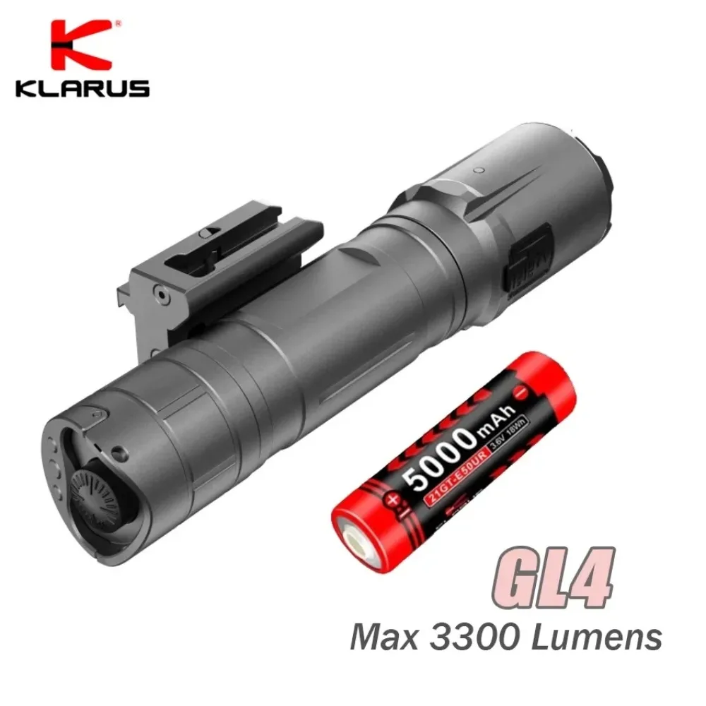 Klarus GL4 Rechargeable Tactical Flashlight 3300LM Weapon Light with Removable Slide Rail Mount and Remote Switch +21700 Battery