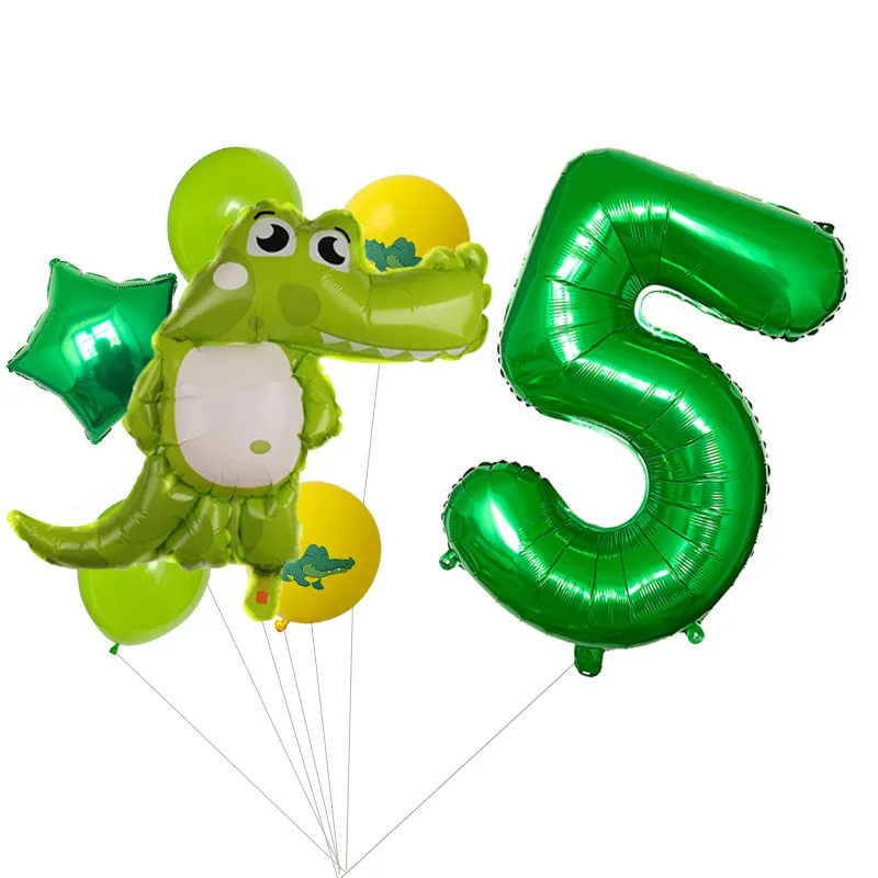 7 قطعة/الوحدة 32 بوصة الأخضر عدد التمساح الكرتون الحيوان احباط بالونات اللاتكس بالونات حفلة عيد ميلاد سعيد زينة الاطفال اللعب