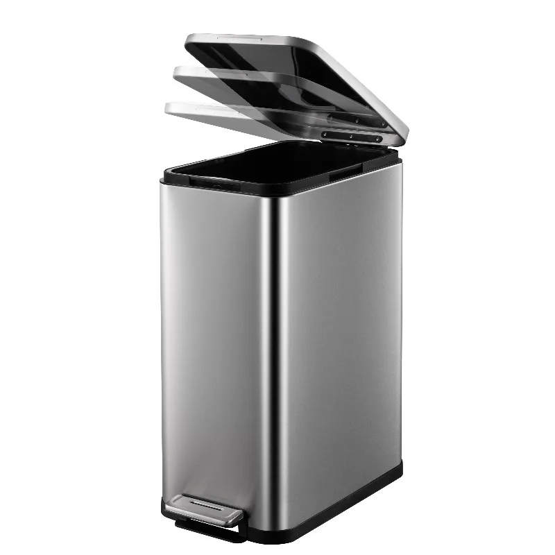 

50L Foot Pedal Stainless Steel Trash Can with Slow Close Rolling Cover Customizable Logo Multicolor Office Waste Bin