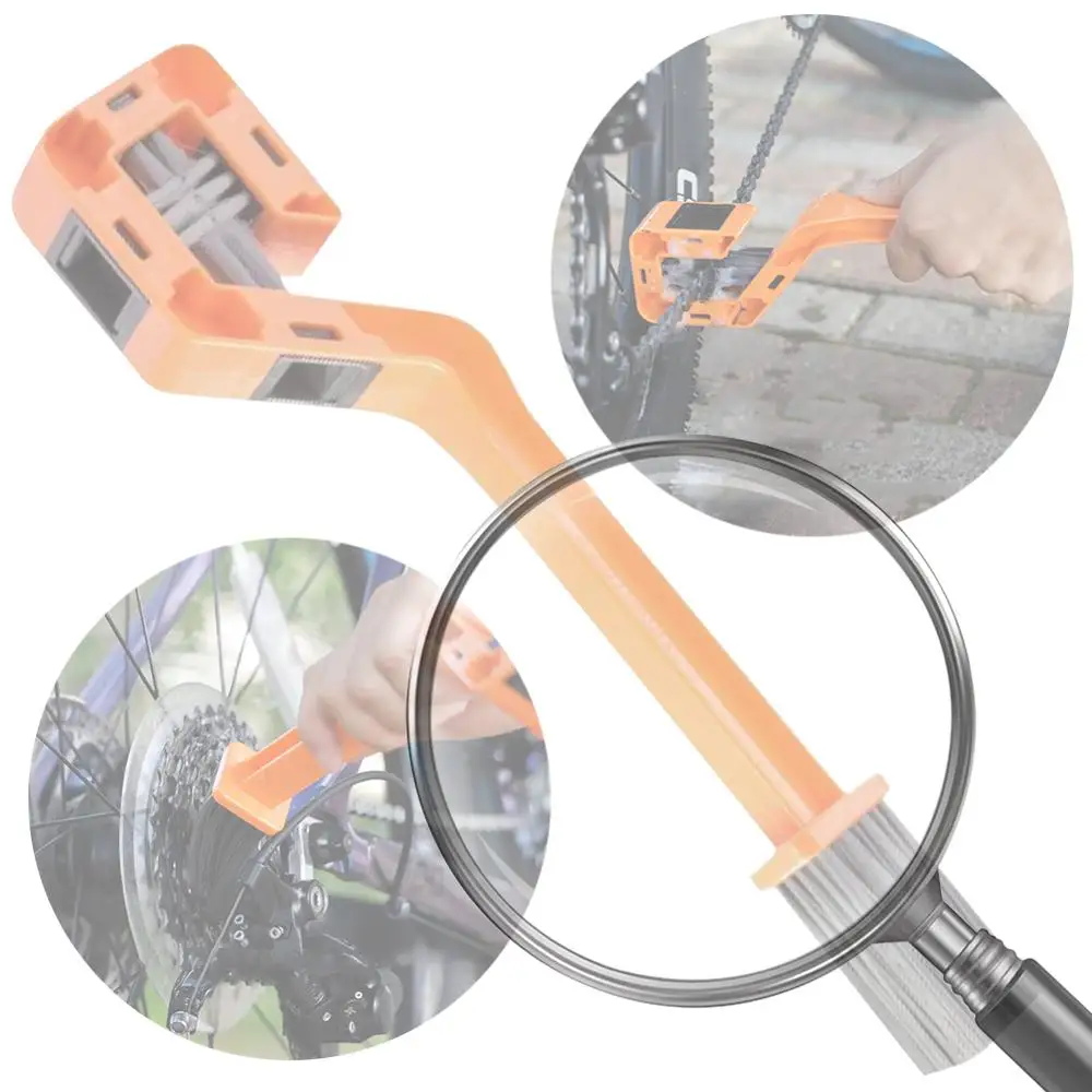 

Щетка для чистки велосипедной цепи с двойной головкой, многофункциональный портативный инструмент для чистки цепи и передач велосипеда