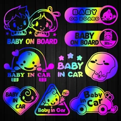 Baby In Car Laser Rainbow Car Styling Stickers Auto Motorcycle Moto Scooter Body Windshield Decals Accessories for BMW Honda