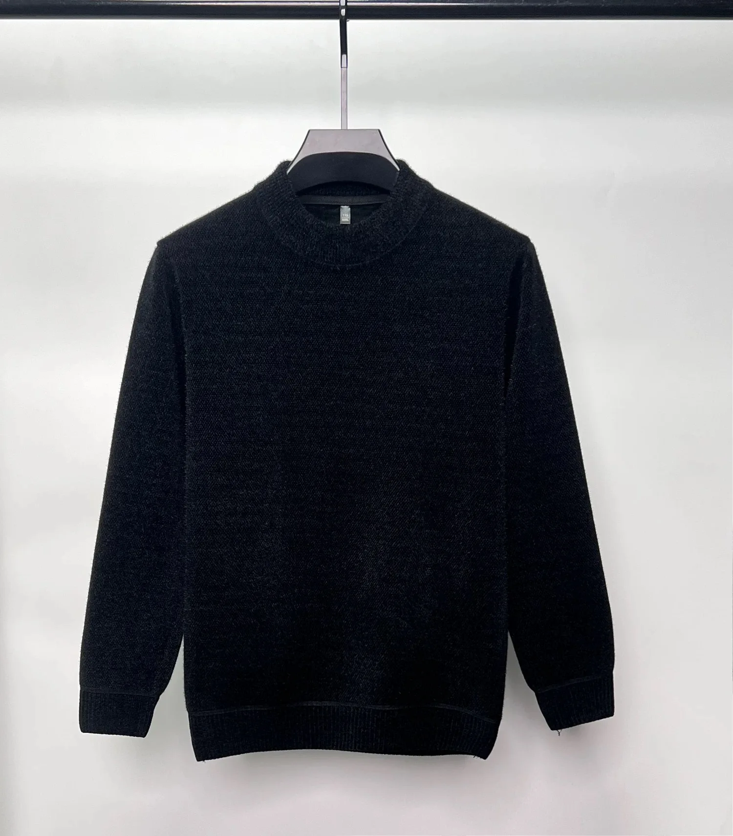 Hochwertiger einfarbiger Herren-Strickpullover, Herbst-Winter, Plüsch, warm, modisch, bequem, lässig, vielseitig, Rundhalspullover