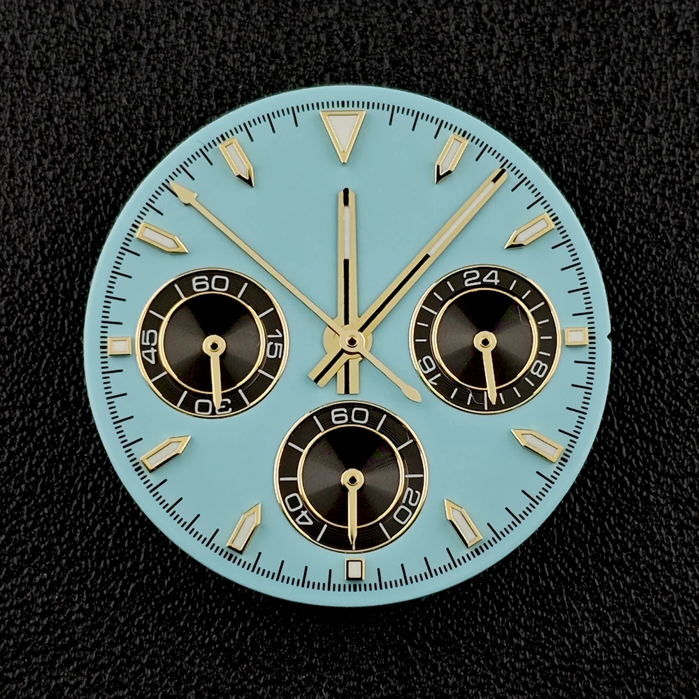 VK63 dial timing dial custom logo 29mm panda dial green glowing suitable for VK63 quartz movement watch accessories