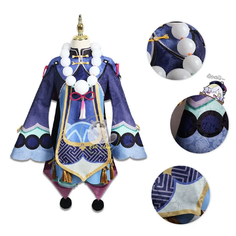 Qiqi-Disfraz de Genshin Impact para niños y adultos, traje de Cosplay, uniforme, vestido, trajes, peluca, sombrero, Halloween, Carnaval