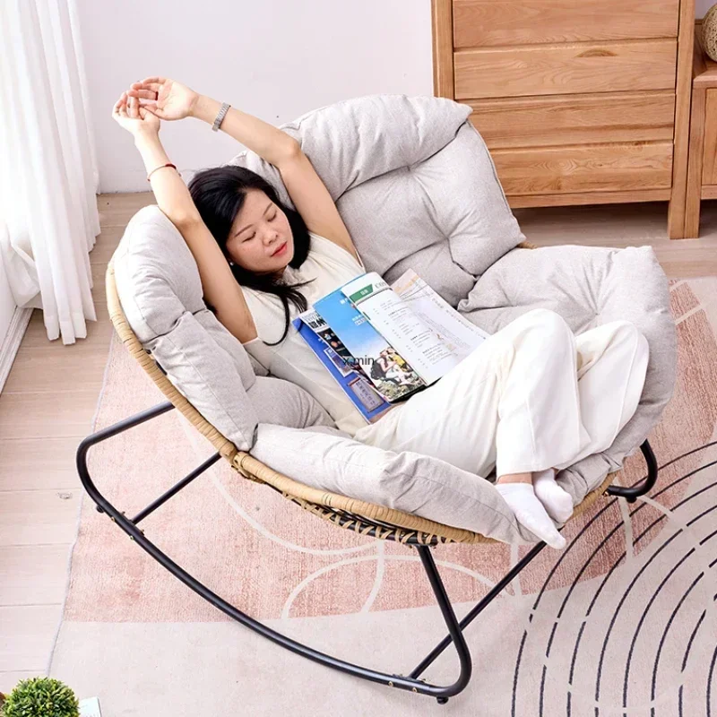 Home casual simple modern rattan rocking chair adult reclining chair living room balcony lazy sofa