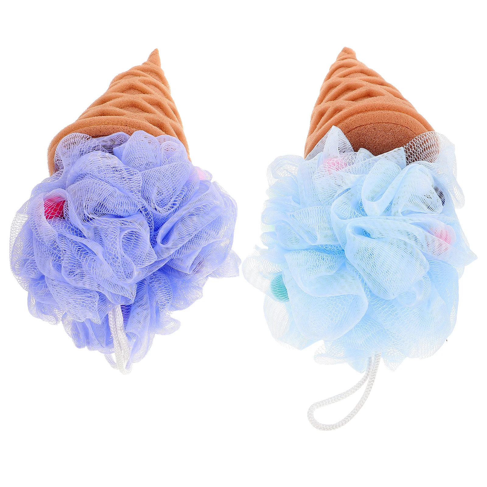 

2pcs Ice Cream Bath Balls Sponge Adorable Shower Loofah Cleaning Body Scrubber Pink White Household Accessories