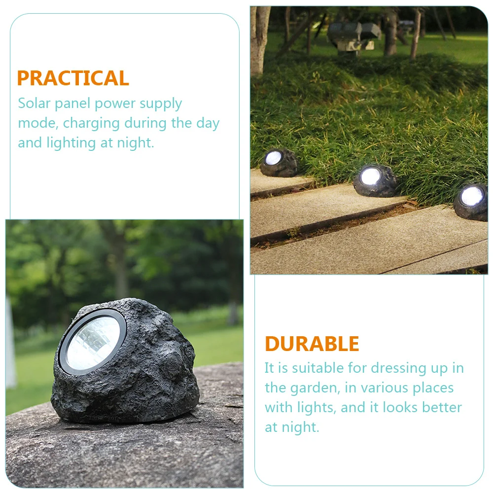 

2pcs Solar Stone Lamp High Photoelectric Converting Waterproof Garden Decorations Outdoor Resin Lamps Yard Lighting