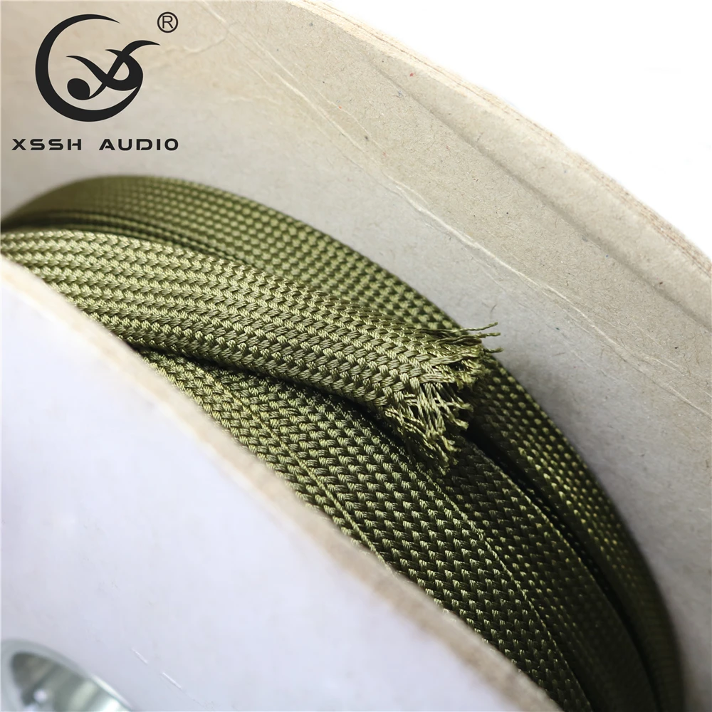 10m/20m hohe Dichte grüne Baumwolle Polyamid Hülle DIY Hifi Lautsprecher Power Audio Draht Stoßdämpfer geflochtene Kabel mantel hülsen – Detail 3