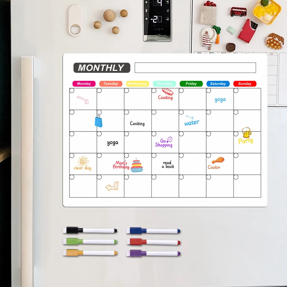 

1Set Magnetic Schedule Board Plastic Clear Magnetic Dry Erase Board for Refrigerator Weekly Planner Daily Planner Message