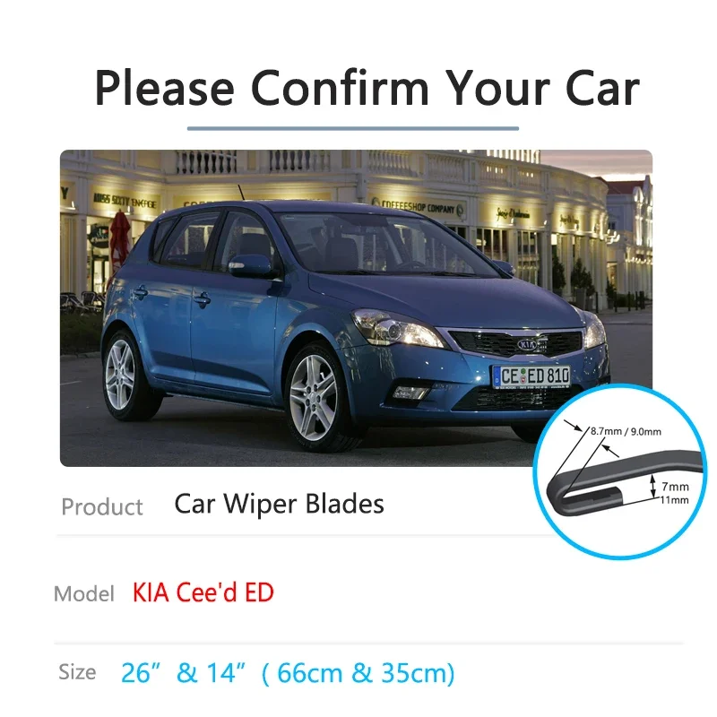 For KIA Cee\'d Ceed ED 2010 2011 2012 Cleaning Windshield Windscreen Washer Brushes Cutter Car Accessories Car Front Wiper Blades