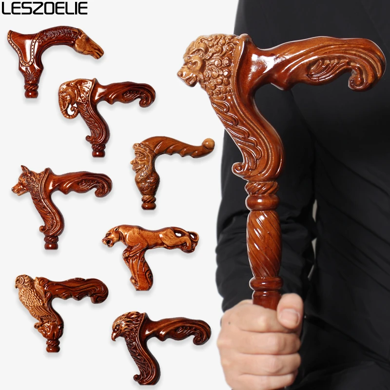 8 Styles Lion-Head Wooden Walking Stick Men Detachable Walking Canes Women German Beech Wood Elegant Walking Sticks