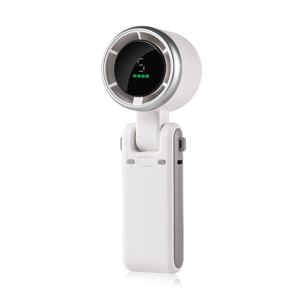 Effective Turbo Handheld Fan Foldable Neck Hanging Style Digital Display Cooling Device Compact Portable Fan Gear