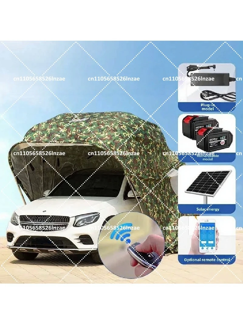 Automatic Folding Carport Electric Telescopic Garage Outdoor Sunscreen Awning Mobile Parking Shed