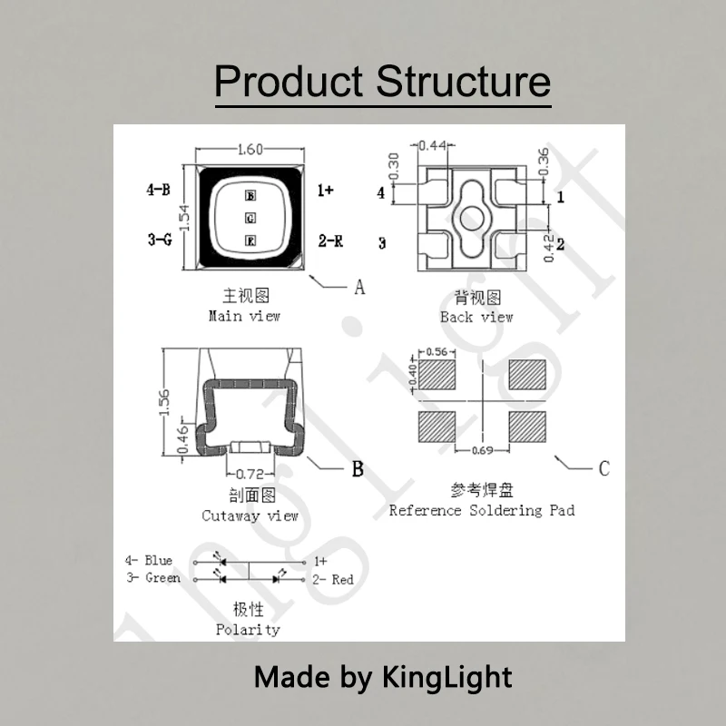 SMD1415(outdoor) full color LED lamp of four feet  used for LED display maintenance，Outdoor RGB components for display