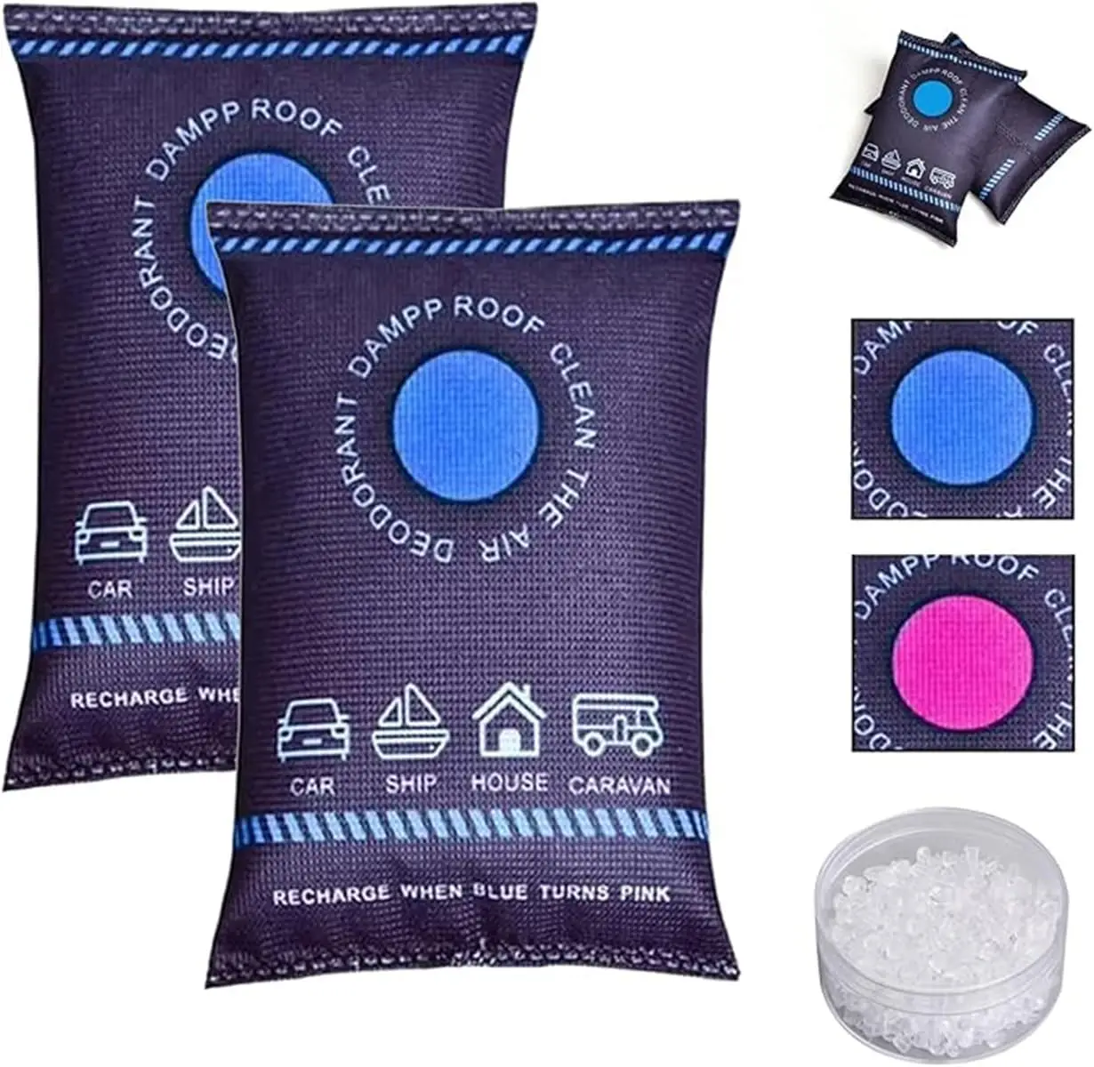 Home Moisture Absorber Dampness Preventer Drying Bag Reusable Silicone Dehumidifier Bag Car Air Freshener Interior Wardrobe Room