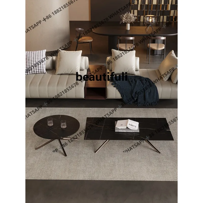 

Minimalist coffee table light luxury modern rock slab tea table living room home advanced simple coffee table combination