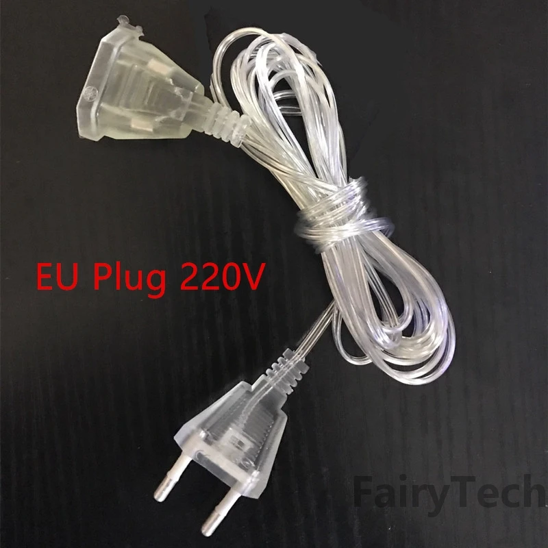 Cable extensor de enchufe de 5m, enchufe de UE/EE. UU./USB para cadena de luces LED, decoración de boda y Navidad, guirnalda Led DIY, luces de