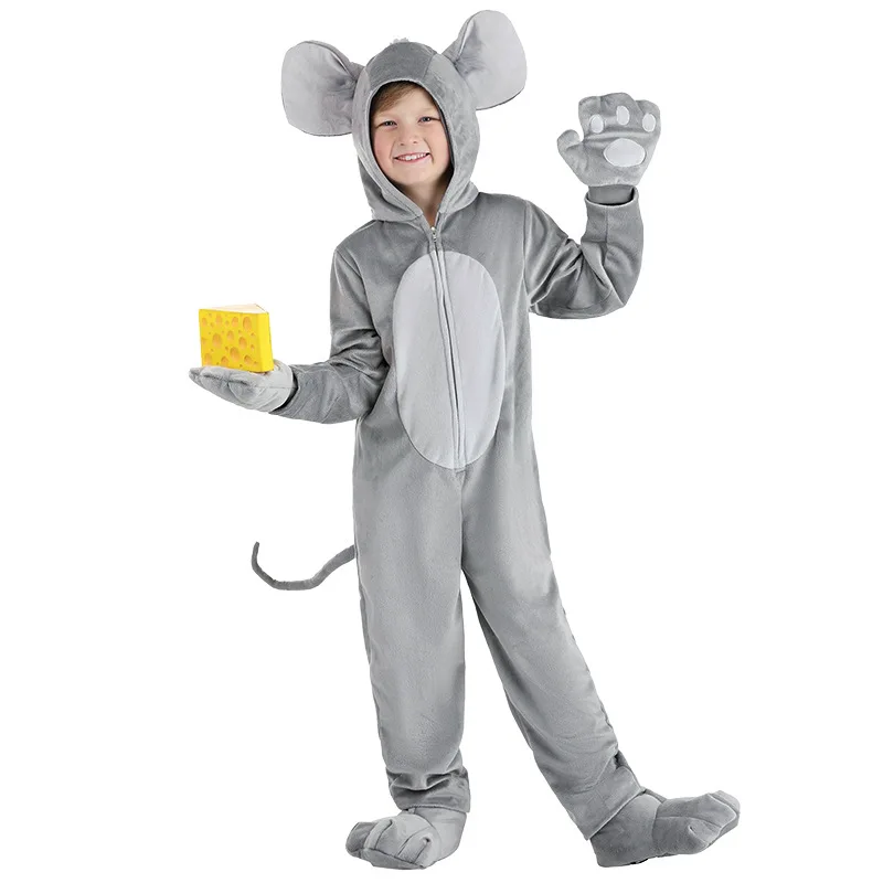 Disfraz de Animal mouse para niña, mono gris bonito, disfraz de fiesta de carnaval, ratón de oreja grande