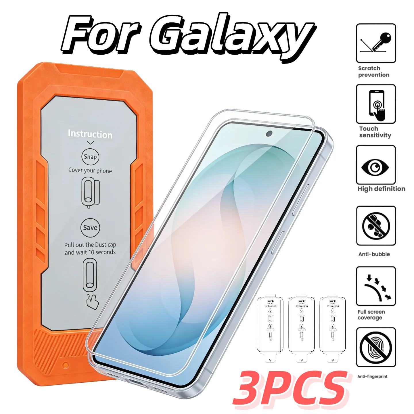 

3PCS 9H Hardness Tempered Glass Screen Protector forGalaxy S26/S25/S24Ultra plus Edge Anti-Fingerprint Dust-Free Mobile Accessor