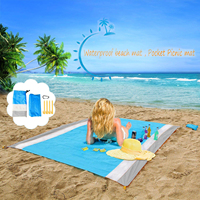 2x2.1m Waterproof Pocket Beach Blanket Folding Camping Mat Mattress Portable Lightweight Mat Outdoor Picnic Mat Sand Beach Mat