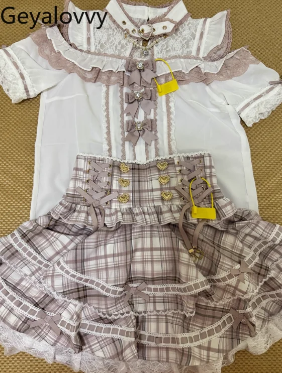 

Liz Japanese Style Casual Shirt Mass-Produced High-Waisted Slimming Women's Tops Summer Autumn Lace Bowknot Sweet Blouses