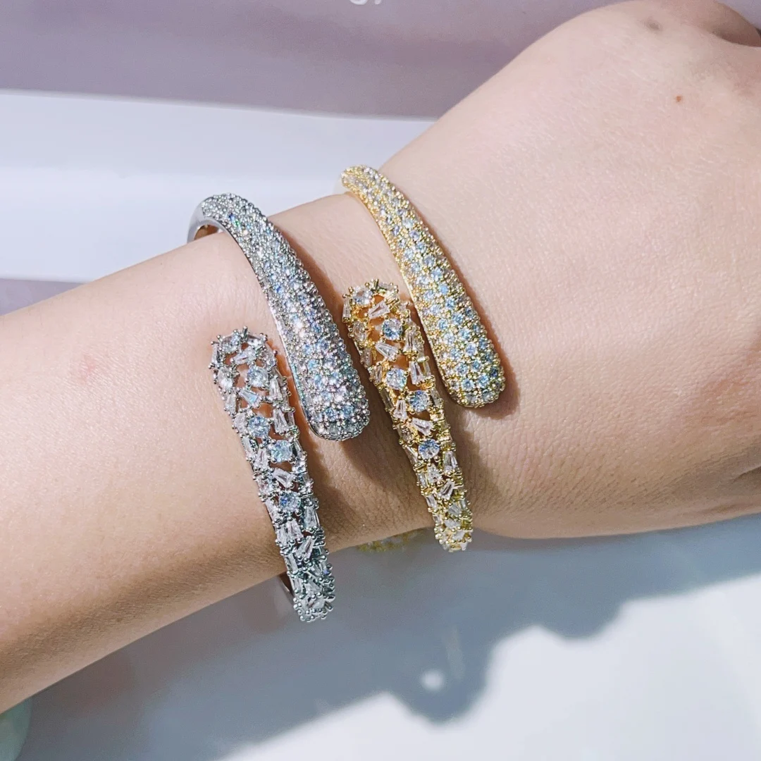 HIBRIDE New Luxury Fashion Unique 2 Piece Set Bracelet Necklace Ring Women Jewelry Set for Party Daily Prom Gift Wedding B146