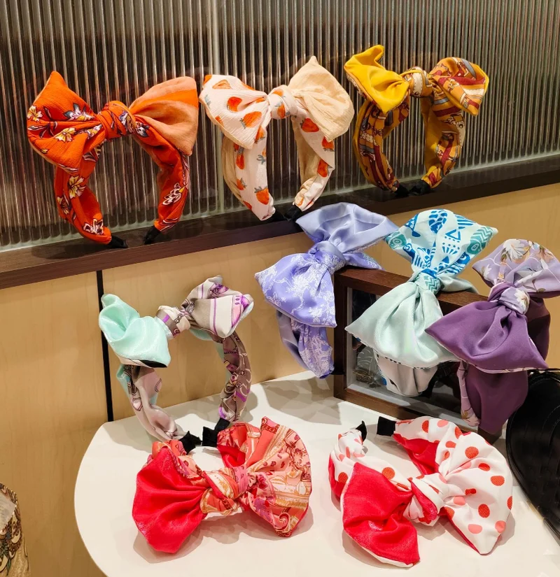 Bohemian Large Size Bow Headband Women Print Wide Hair Hoop Hairbands Pressed Hair Hair Hoop Headwear Daily Hair Accessories