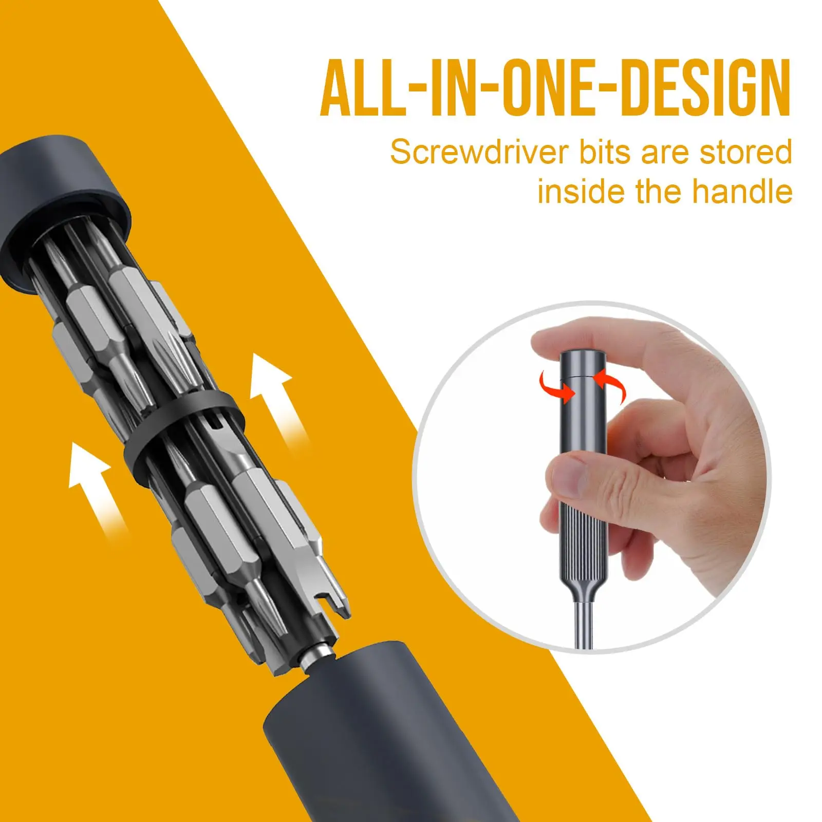 Jeu de mini tournevis de précision 27 en 1 de style stylo avec mallette de rangement intégrée et porte-embout magnétique pour montres électroniques, etc.