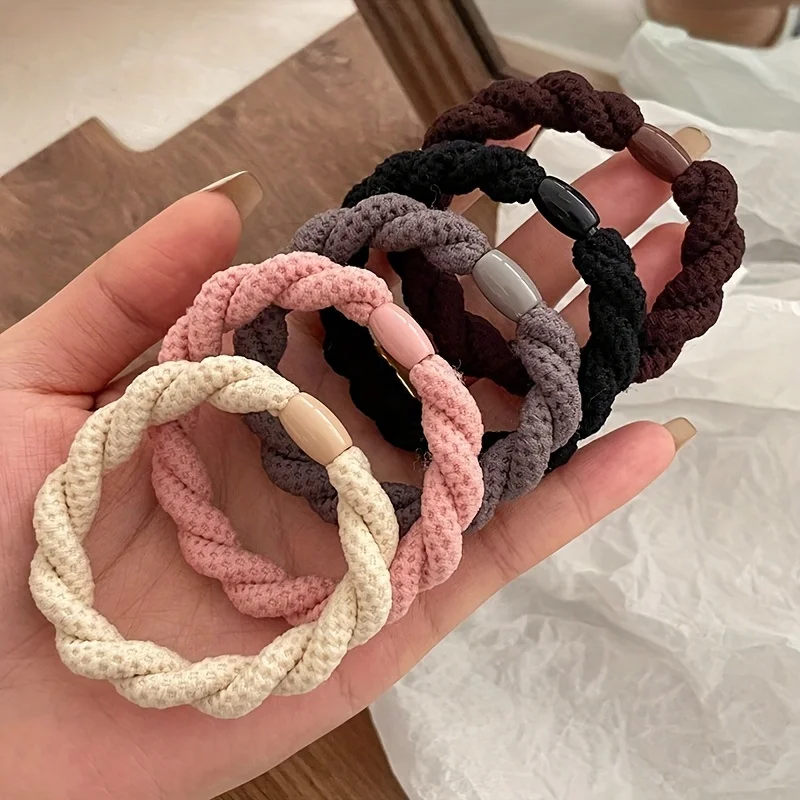 5pcs/set Twisted Hair Ties High Elasticity Durable Rubber Bands Basic Braided Twisted Ponytail Holder Women Hair Accessories