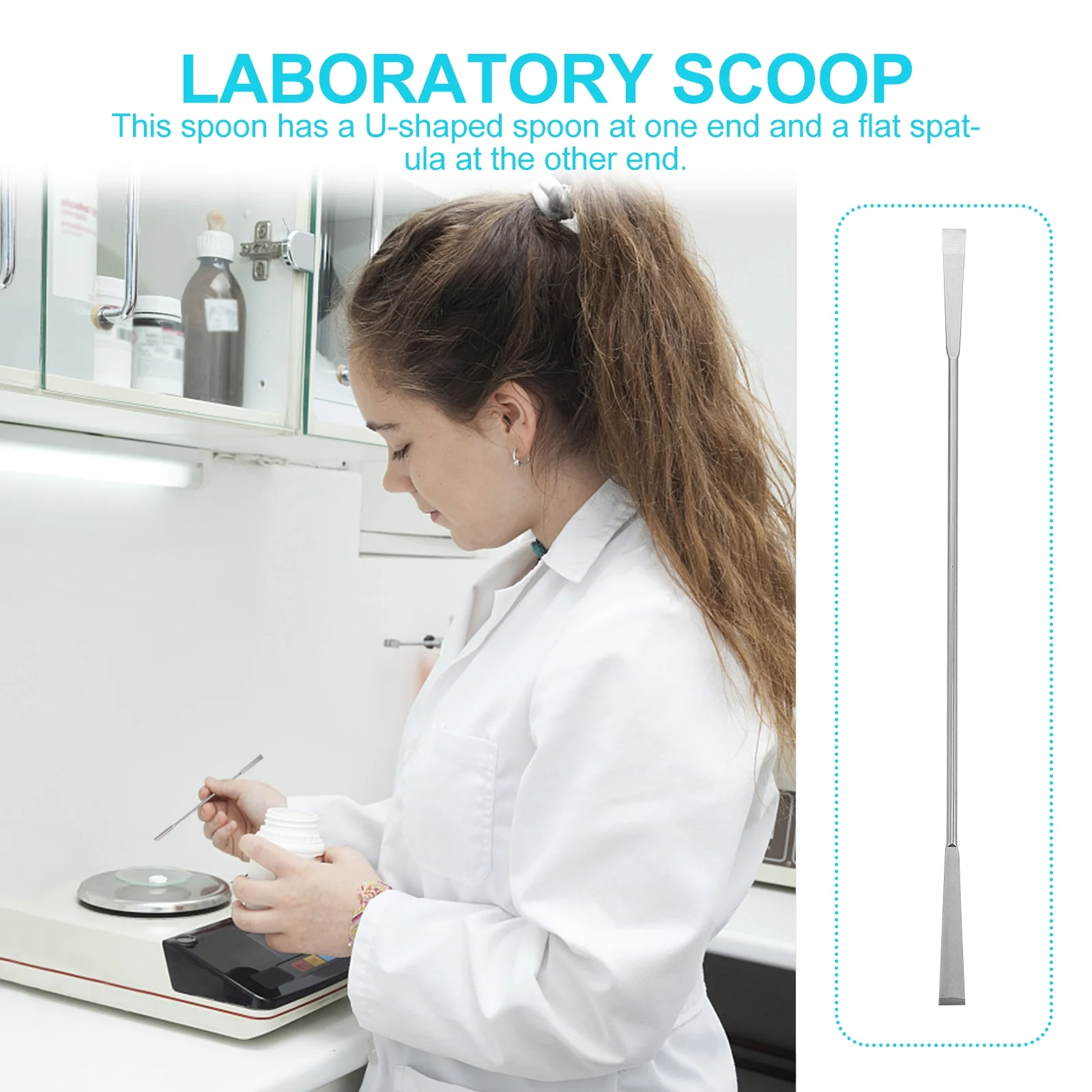 20 Cm Powder Handling Tool Double Ended Mixing Scoop Spatula Laboratory Micro Stainless Steel