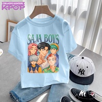 Cute Cartoon Saja Boys T-shirts Kpop Demon Hunters T Shirt Kids Boy Girl Summer Short Sleeve Round Neck Tops Children's Clothing