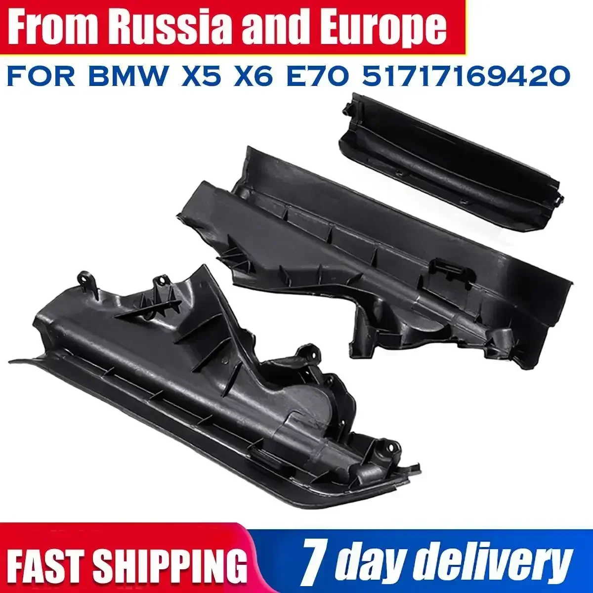 

3pcs/set Car Engine Compartment Partition Panel Set Black Plastic For BMW X5 X6 E70 51717169419 51717169420 51717169421 Body Kit