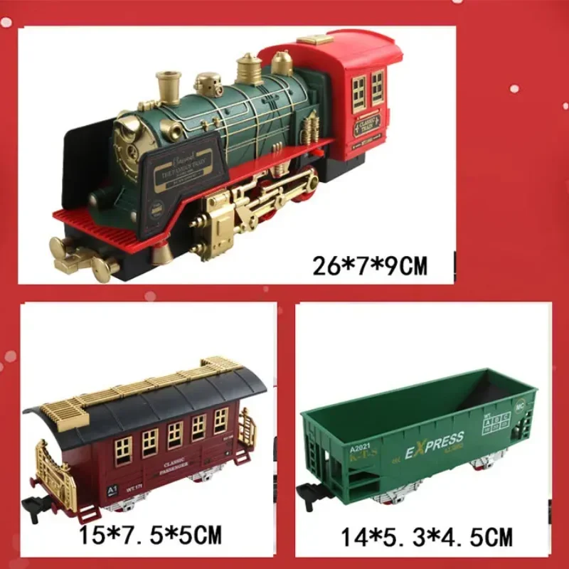 Christmas Home Decorations Simulated Steam Electric Train Set Toys RC Classic Music Light Electric Rail Car Christmas Train Gift