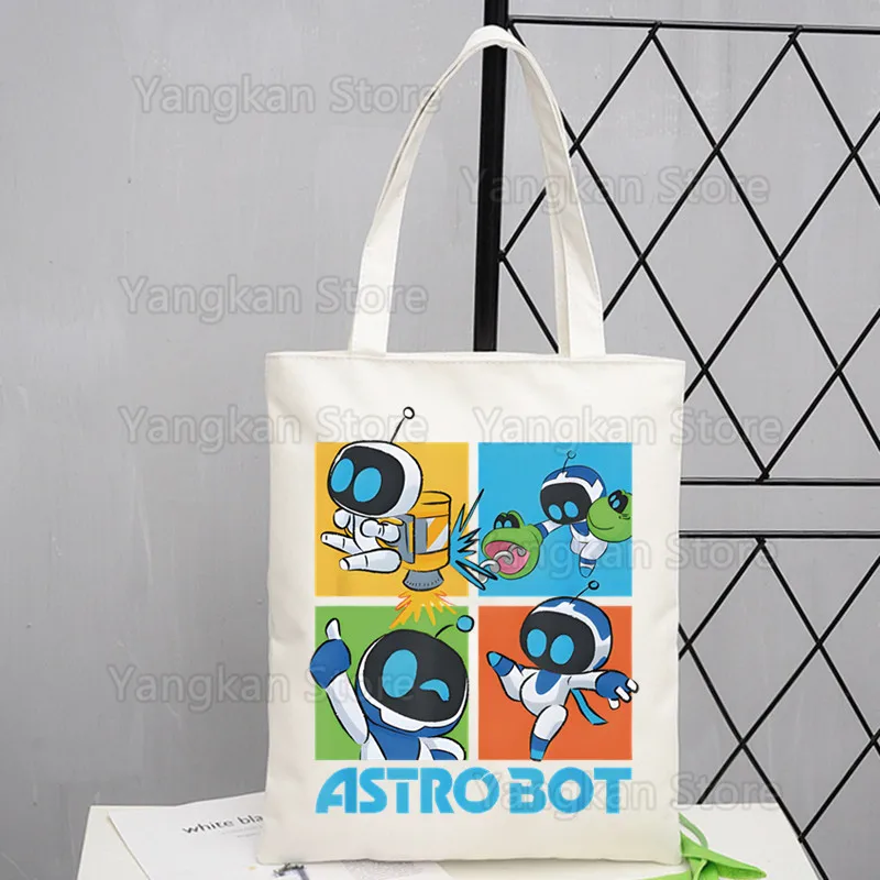 Astro Bot Shopper Bags Tote Shoulder Canvas Bags Large Capacity College Handbag