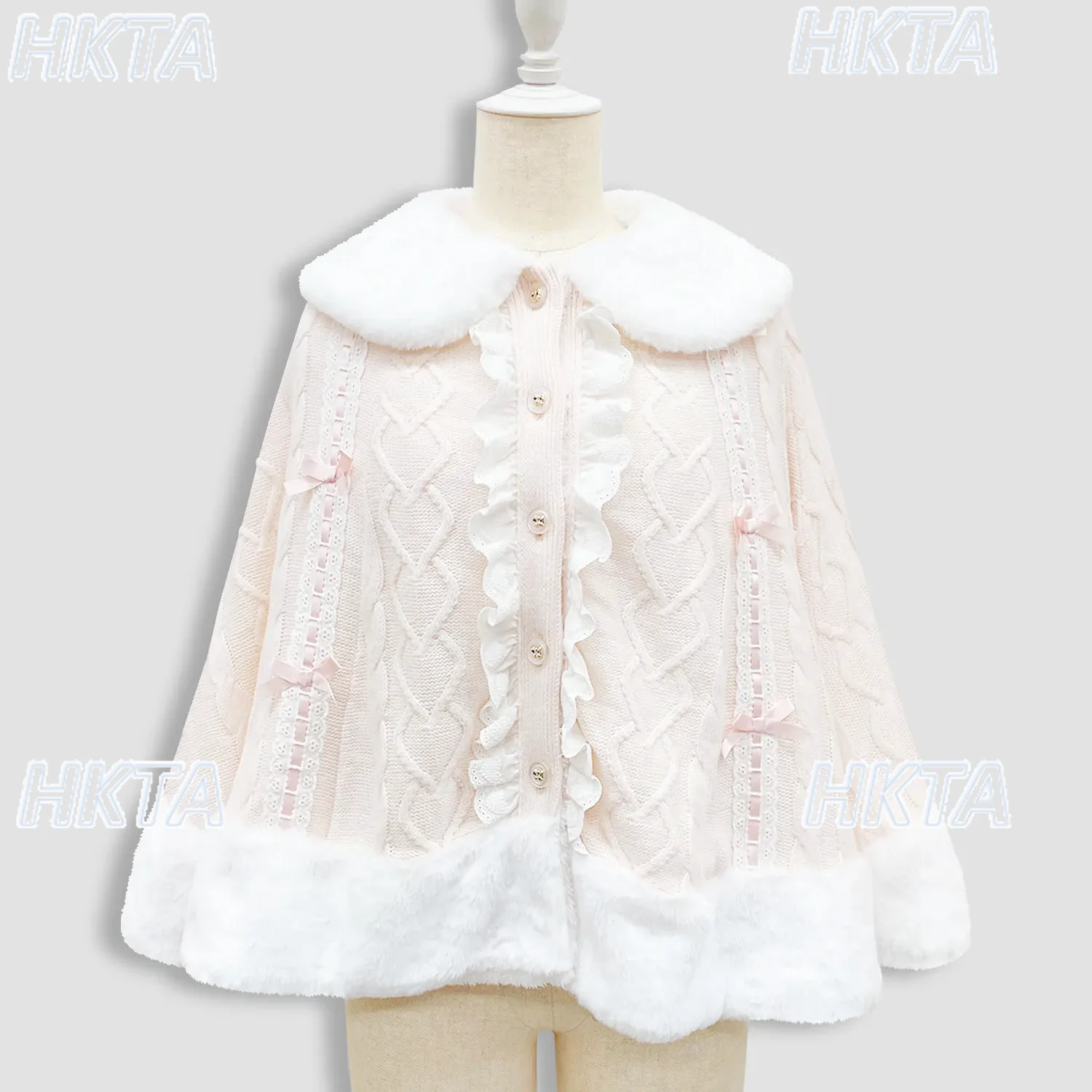 

Японская одежда Liz, милый свитер в стиле Лолиты, пальто, шаль, женская шаль в стиле Лолиты для девочек, мягкий кукольный воротник с бантом, вязаные свитера, накидка, куртка, женская