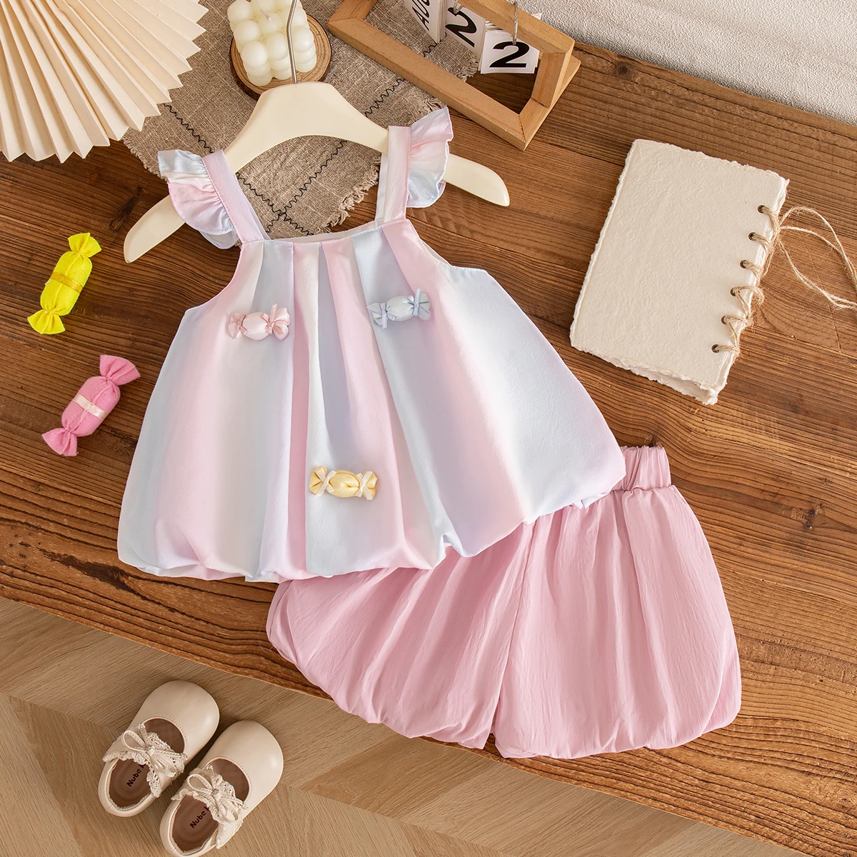 Summer New Baby Girl Set Sweet Korean Style Cute Candy Camisole Shorts Two-Piece Set Children's Clothing 9 Months - 4 Years Old