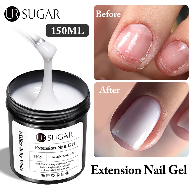 ウルシュガー-クイックエクステンション,マニキュア,ジェル,ゼリー,ヌード,ピンク,ローズ,レッド,UV LED,ソークオフ,150g