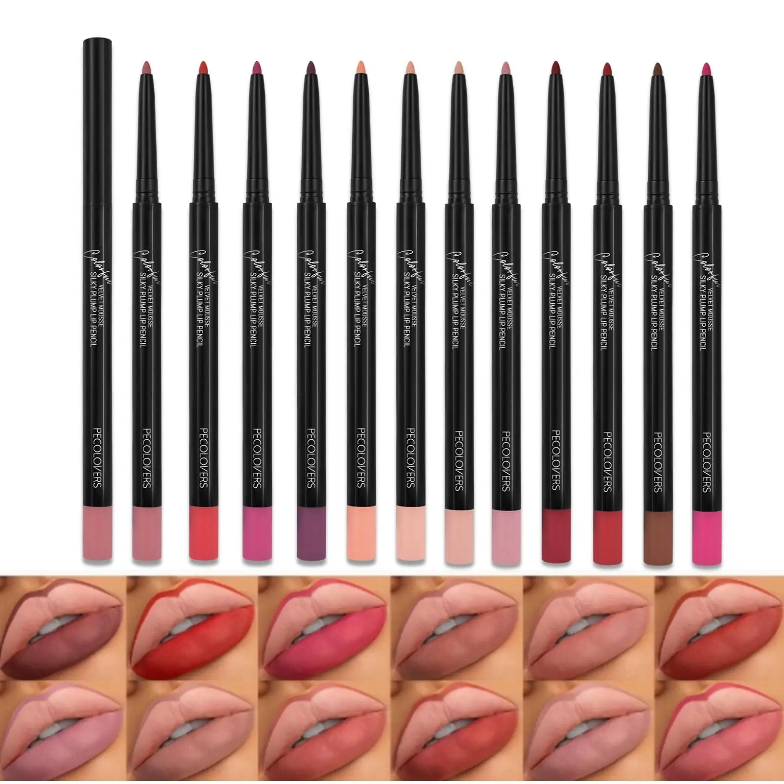 

12pcs 2 in 1 Rotating Lip Liner Set,Nourishing,Waterproof Lipstick,Precise Tip,Non-Sticky Lipstick Pen,Valentine's Day Gifts