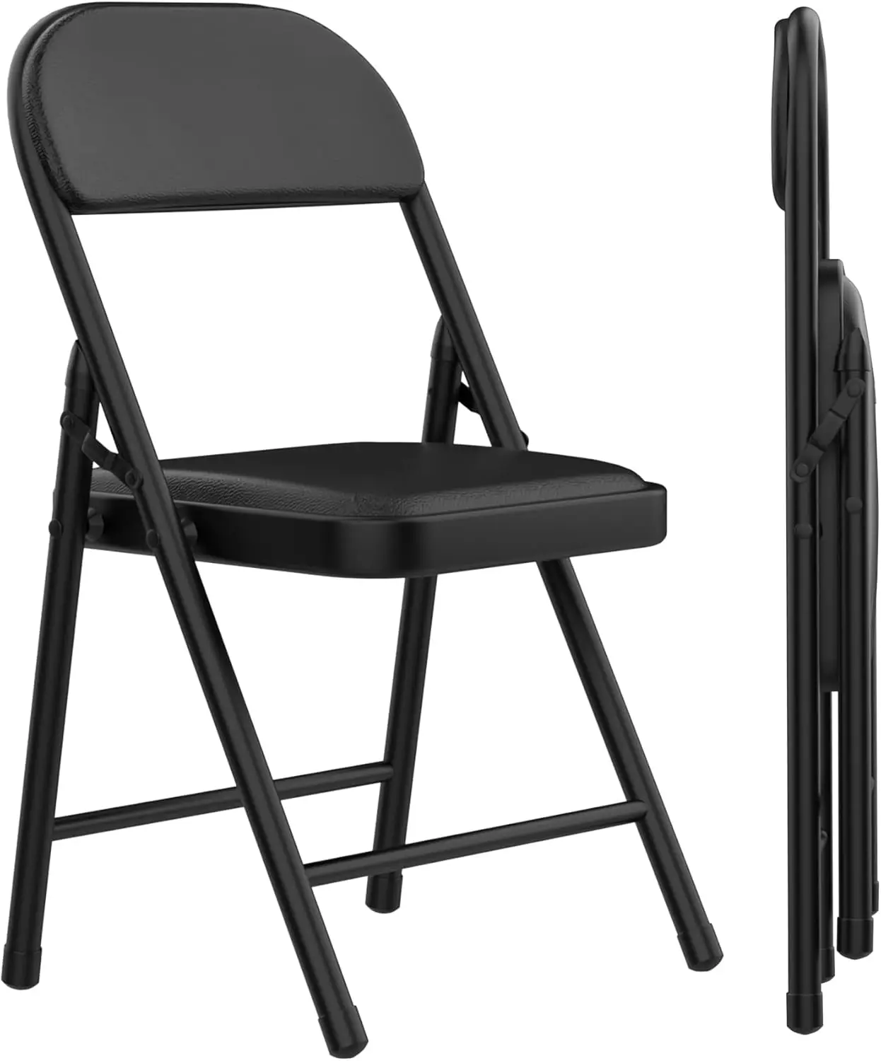 

2 Pa Bla Folding Chairs With Padded Cushion, Portable Stackable Foldable Chair For Indoor Outdoor, Commercial Seat With Metal