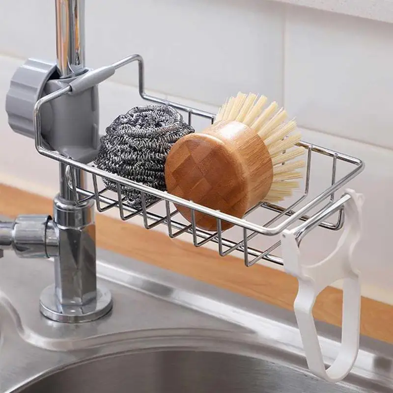 Faucet Rack Stainless Steel Sink Drain Rack Sponge Storage Holder Soap Drainer Detachable Shelf Basket Organizer Kitchen Tools