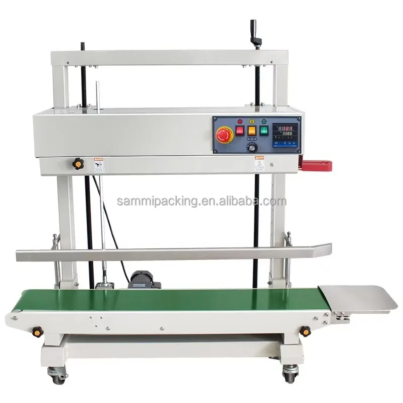 Plastic Bags Sealing Machines Heavy Duty Vertical Band Sealer Bag Sealer Heat Sealing for Paper Foil Film Cans Pouches