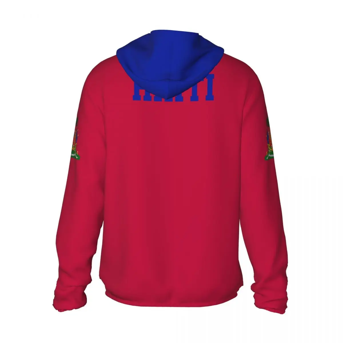 Haiti Flag Polyester Hoodie Sunscreen Sun Protection Fishing Running Clothes Quick Dry Performance Long Sleeve With Zipper