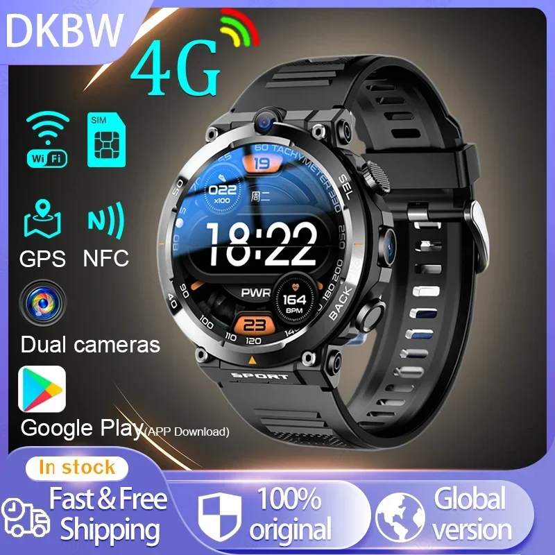 

4G LTE Android Smartwatch 1.39" GPS Dual Camera Wifi SIM NFC Rugged 16G-ROM Google Play APP Download IP67 Men Women Smart Watch