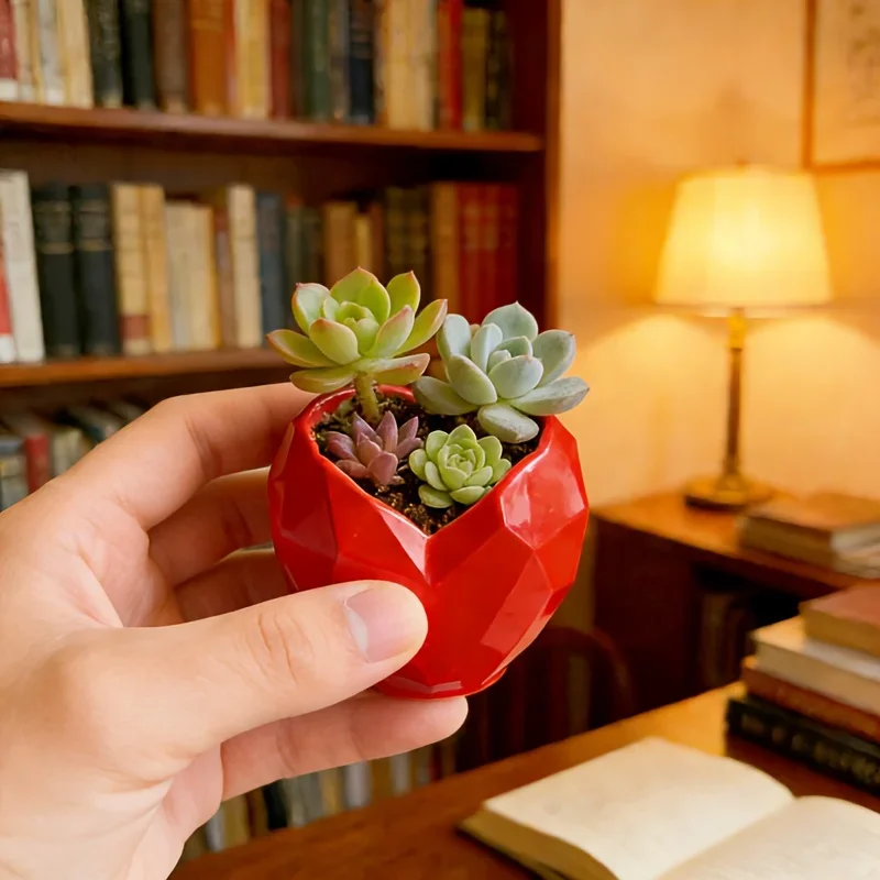 3D Printed Irregular Heart Succulent Planter, Durable Decor Pot for Balcony Garden & Desktop
