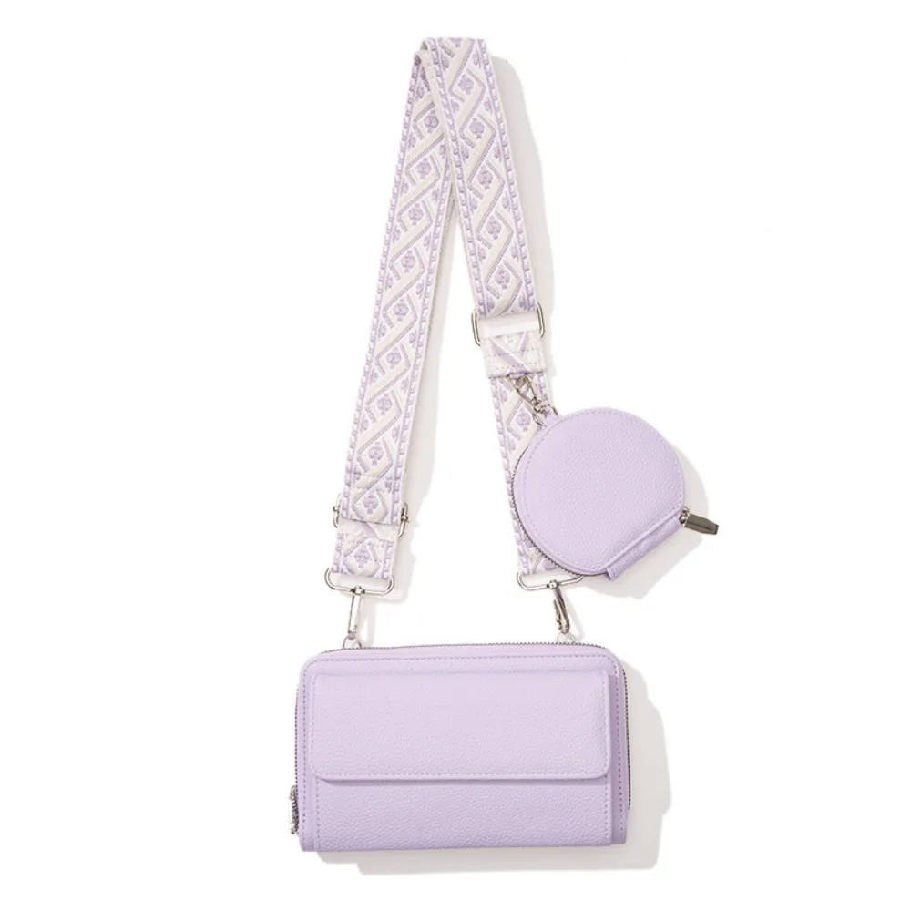 New Multifunctional Shoulder Bag Broadband Solid Color Crossbody Bag Mother And Child Bag PU Mobile Phone Bag Girl