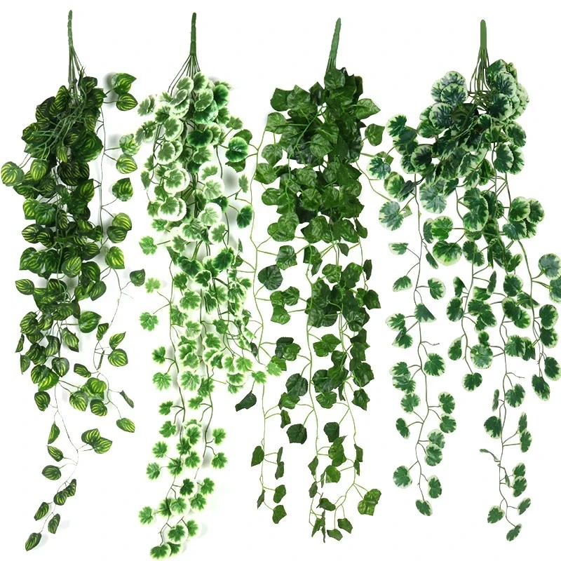 90cm Artificial Plants Creeper Green Leaves Wall Hanging Ivy Leaf Garland Home Garden Decoration Wedding Party DIY Fake Vine