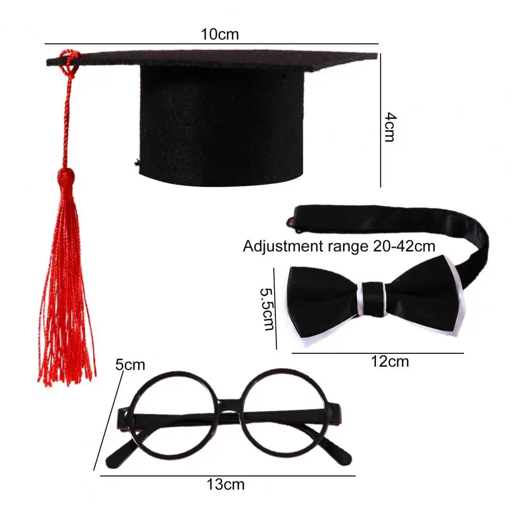 1 Set Pretty Cat Graduation Hat Adorable Creative Dog Graduation Hat Pet Cats Dogs Graduation Hat Collar Glasses Set