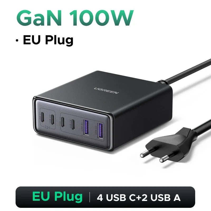 Ugreen 100W Gan Charger Desktop Laptop Fast Charger 4 In 1 Adapter Voor Iphone 14 13 12 Pro Max telefoon Oplader Xiaomi Samsung